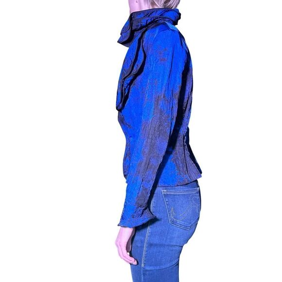 Blue & Black Ruffle Collar Blazer - Picture 14 of 16